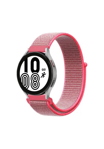 Newface Samsung Galaxy Watch 4 Hasırlı Cırtcırtlı Kordon - Pembe