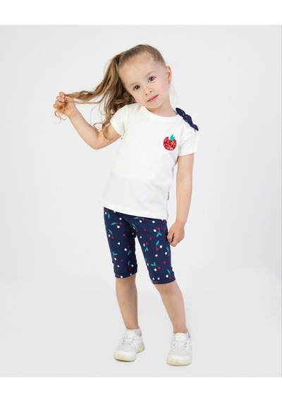 Harika Kids Kız Bebek Kaprili Kısa Kollu Apolet Baskılı Yazlık Basic Alt-üst Takım 6-24 Ay 001