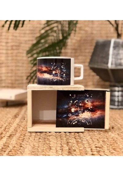 Space Roket Tasarımlı Kutulu Kupa Beyaz - Çok Renkli