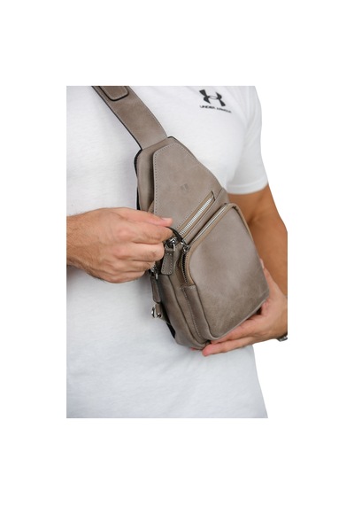 Mft Leather Hakiki Deri Unisex Çapraz Çanta Baggy 6981 Tiguan Gri
