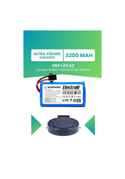 Okp Life K2 Uyumlu Batarya 3200mah Robot Süpürge Bataryası