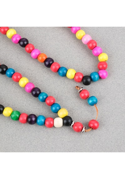 Bonibon 99luk Renklli Boyalı Ahşap Küre Kesim 10mm Namaz Tesbihi Çok Renkli