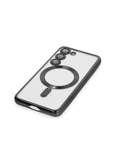 Samsung Galaxy S25 İçin Magsafe İle Uyumlu Kılıf Kamera Lensli Korumalı Şeffaf Silikon Kapak Siyah
