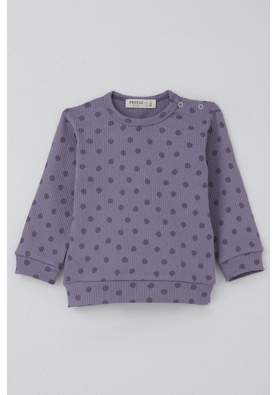 Breeze Kız Bebek Pijama Takımı Omuzdan Patlı Puantiye Desenli 4 Ay-1 Yaş, Lila Lila