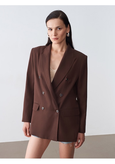 Dilvin 60804 %100 Lyocell Blazer Ceket-kahve