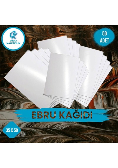 Ebru Kağıdı 35 X 50 Cm 50 Li Beyaz Ebru Sanatı Kâğıdı Marbling Paper Set