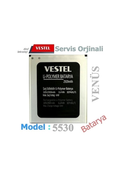 Vestel Uyumlu Venüs 5530 Batarya 2920Mah Vakumlu Or