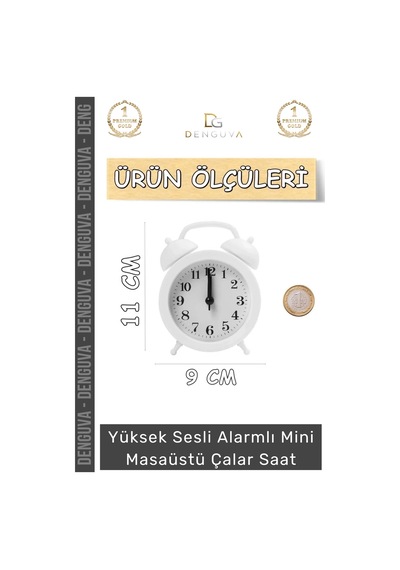 Çalarsaat Premium Sessiz Akar Mekanizma Şık Ofis Salon Komodin Hediyelik Analog Dekoratif Çalar Saa Çok Renkli
