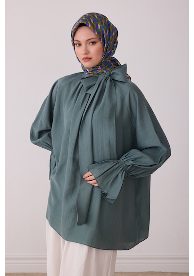 Belli Geometrik Desen %100 Twill İpek Eşarp Be07 Yağ Yeşili-mor