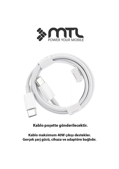 40w Pd Type-c To Type-c Silikon Hızlı Şarj Ve Data Kablosu 1 Metre Beyaz Mt2602