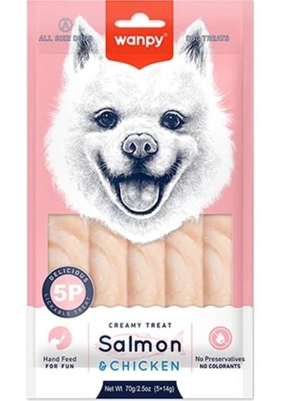 Krema Somonlu Ve Tavuklu Sıvı Köpek Ödülü 1 Adet-5x14 Gr