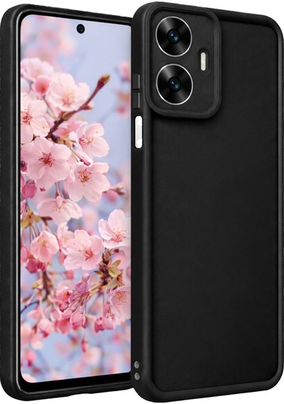 Realme C55 Uyumlu Kamera Çıkıntılı Mat Silikon Telefon Kılıfı Siyah