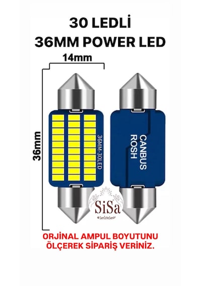 36mm Sofit Led C5w Canbus Tavan Plaka Ampul 1 Takım