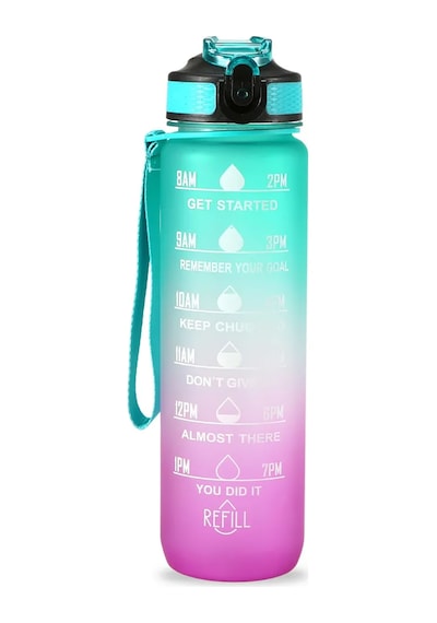Motivasyonel Su Matarası 1lt Tritan Spor Salonu Su Şişesi Bpa Içermez Suluk Sticker Hediyeli Karışık
