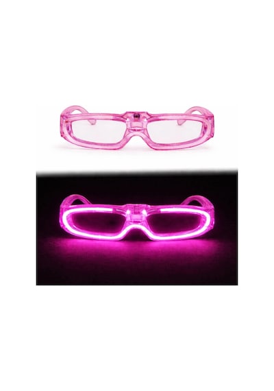 Pembe Led Işıklı Parti Gözlüğü 3 Modlu Glow Gece Eğlence Gözlüğü Diğer