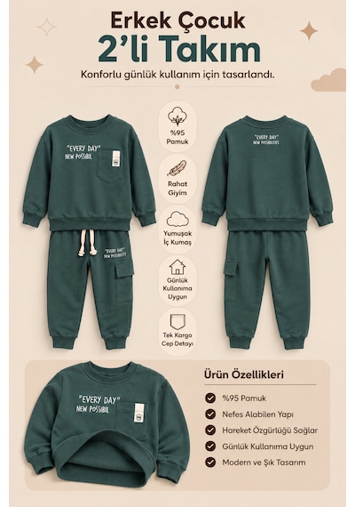 Ahengim Erkek Çocuk Pamuklu Baskılı 2 Li Takım Sweatshirt Eşofman Altı 1-4 Yaş Ak122 Koyu Yeşil Ahengim Erkek Çocuk Pamuklu Baskılı 2 Li Takım Sweatshirt Eşofman Altı 1-4 Yaş Ak122 Koyu Yeşil