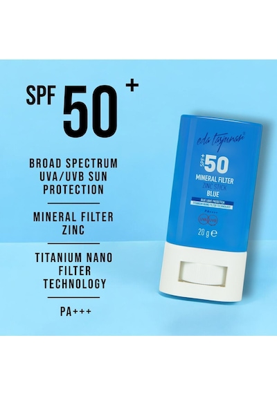 Eda Taşpınar Mineral Filtreli Blue Zinc Stick Güneş Kremi SPF50+ 20 G