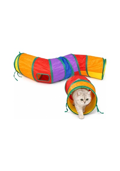 Tr Kedi Oyun Tüneli Katlanabilir Kıvrımlı Model, Kedi Oyuncağı Tünel Ev, Renkli Kedi Köpek Oyun Alanı, Geniş G