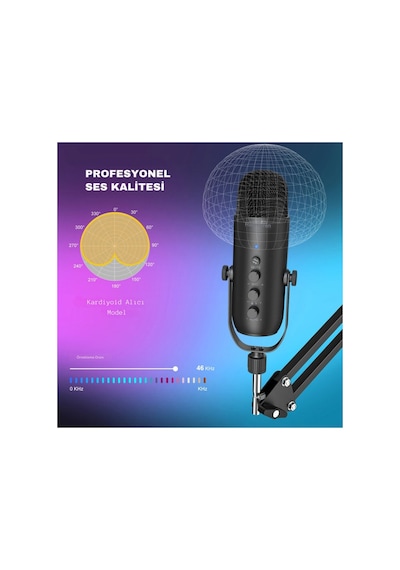 Profesyonel Youtuber Oyun Mikrofon Set Çok Amaçlı Kondenser Mikrofon Takçalıştır Podcast Yayın Kayıt