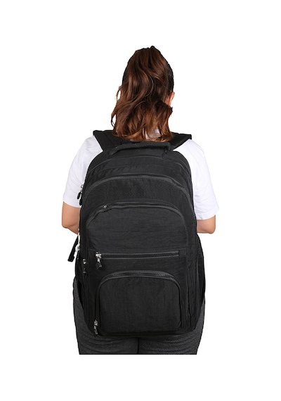 Bagacar 1087 Su Geçirmez İthal Krinkıl Kumaş Laptop Bölmeli Okul Ve Günlük Sırt Çantası Siyah