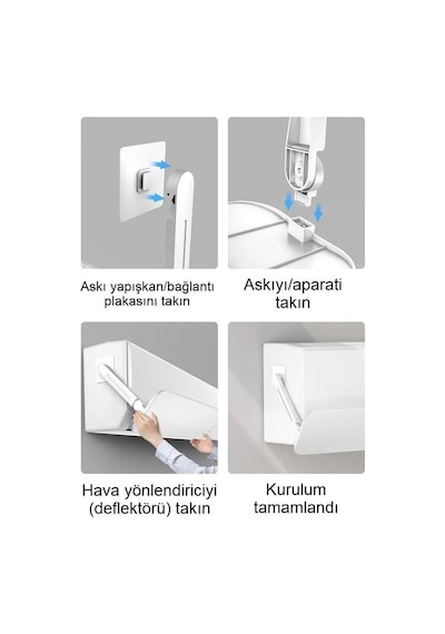 Ayarlanabilir Klima Rüzgar Yönlendirici, Delmesiz Kurulum, Uzatılabilir 53 100,5 Cm Klima Defle