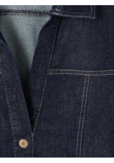 Lcw Vision İndigo Gömlek Yaka A Kesim Mini Jean Elbise