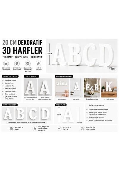 Dekoratif -o- Harfi 20 Cm Q-1283