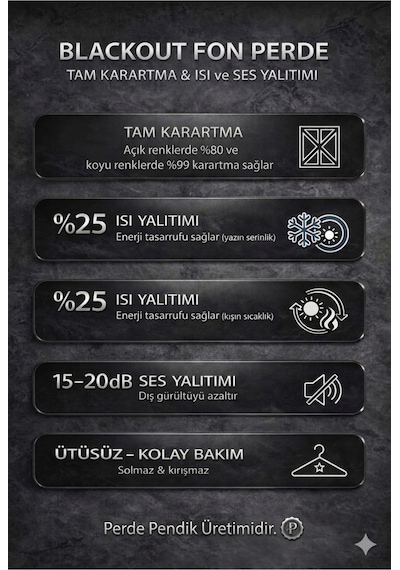 Vizon Güneşlik Blackout Işık Güneş Geçirmez Fon Perde Karartma Perde Pilesiz Tek Kanat Vizon