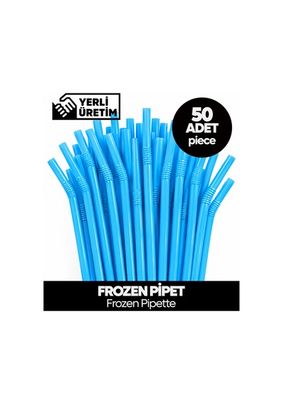 50 Adet Mavi Pipet Körüklü Bükülebilir Frozen Pipette