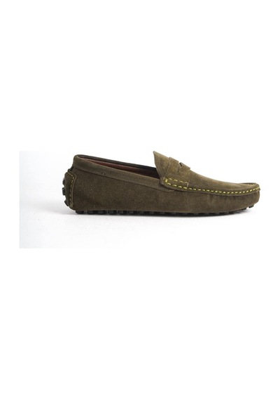 Mubiano Hakiki Deri Erkek Süet Haki Loafer -mssr1277-hk Haki