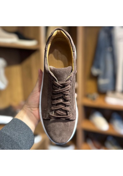 Alza %100 Hakiki Deri Erkek Sneaker Günlük Rahat Ve Şık Ayakkabı - Kahverengi Süet