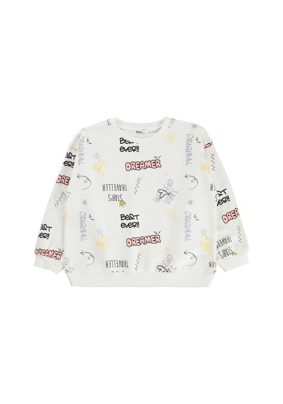 Civil Girls Best Ever Baskılı 6-9 Yaş Sweatshirt - Ekru