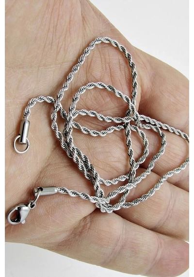 Burgu Halat Erkek Çelik Zincir Kolye 2.5 Mm Gümüş Renk Çok renkli