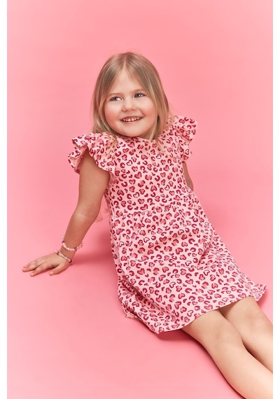 Defacto Desenli Askılı Elbise Kız Bebek H2176a526smpn364 Pembe-pn364