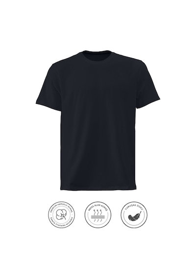 Elemge Pamuk Likra Magic Fit Lacivert Erkek T-shirt Compact Penye Kısa Kol Tişört Elastan