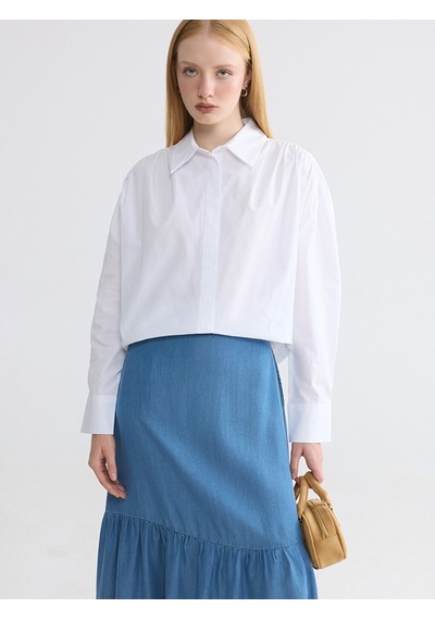 Lcw Modest Beyaz Regular Fit Kadın Gömlek