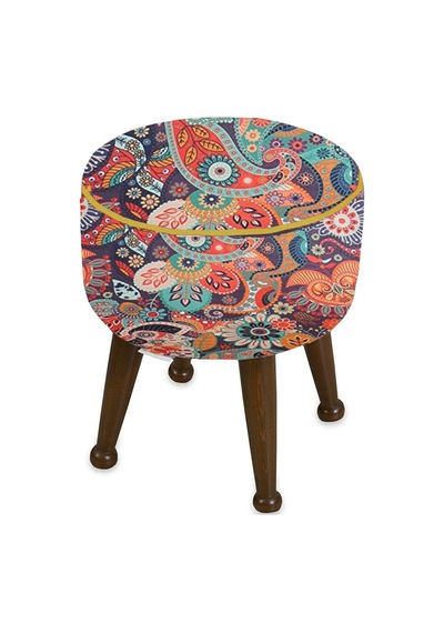 Asedia Miskin Ceviz Retro Ahşap Ayak Uzatma Pufu Makyaj Koltuğu Bench Tabure