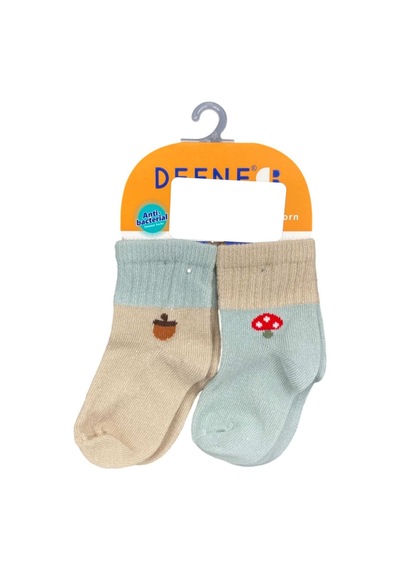 Defne Baby 2'li Bebek Çorabı U003-24 Bej-mint Bej - Mint