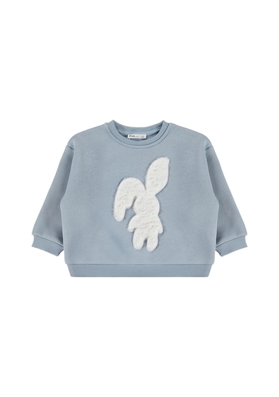 Civil Girls Tavşan Nakışlı 2-5 Yaş Sweatshirt - Mavi