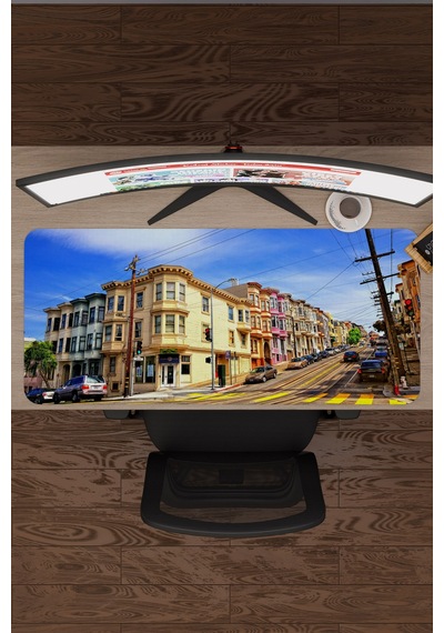San Francisco Kaliforniya Abd 2 V1 90x40 Xxl Gaming Kauçuk Kaymaz Taban Mouse Pad Fare Altlığı