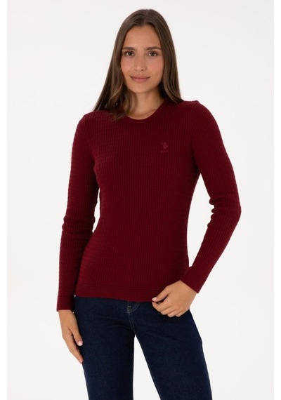 U.s Polo Assn U.s. Polo Assn. G082sz0tk-2226393 Slim Kadın Triko Kazak Bordo