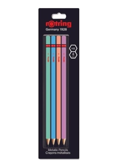 4'lü Metalik Kurşun Kalem, Yüksek Kalite 124-Pembe
