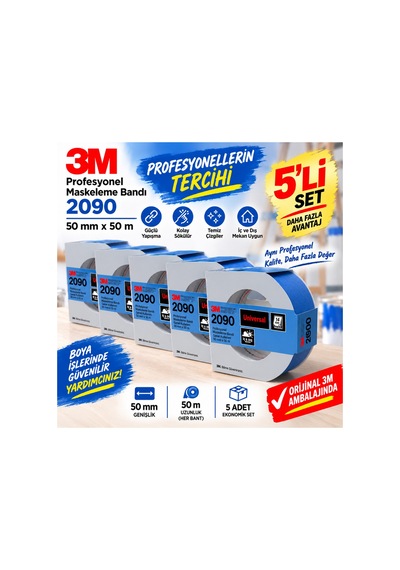 2090 Mavi Profesyonel Maskeleme Bandı 50 Mm 5 Adet