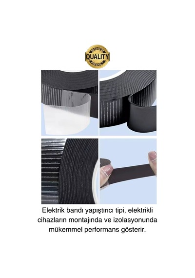 Süper Güçlü 15 Adet Siyah Kauçuk Kendinden Eriyen Bant Elektrik Sızdırmazlık Bandı 5 Mt 1.9 Cm