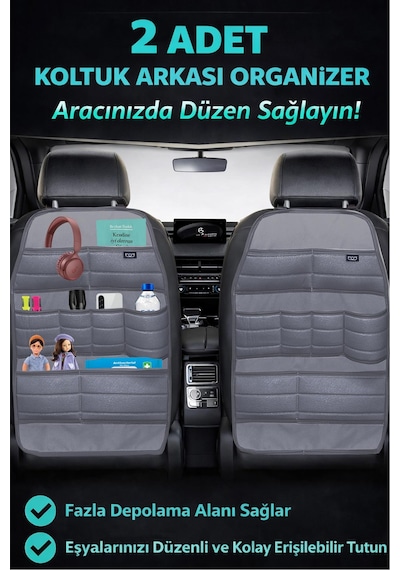 Bod Ecolux Serisi Araba Oto Koltuk Arkası Eşya Düzenleyici Araç İçi Organizer 2'li Set M