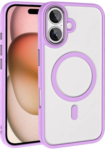 Apple Uyumlu iPhone 16 Kılıf Wireless Şarj Özellikli Krom Magsafe Silikon Kapak Pembe