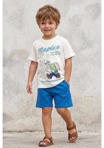 Dmb Kids Erkek Çocuk Penye Şortlu Takım Dmb-7637 Ekru