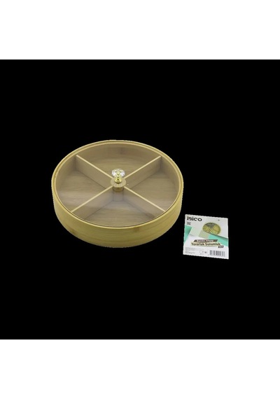 Jenerik Bambu 4 Bölmeli Kapaklı Servis Sunum Kutusu 22 Cm Çok Renkli