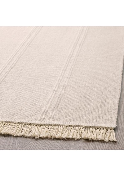 Açık Bej Renk Banyo Halısı-Paspası 55x85 Cm-Mini Halı-İnce Kilim-Pamuk Bej