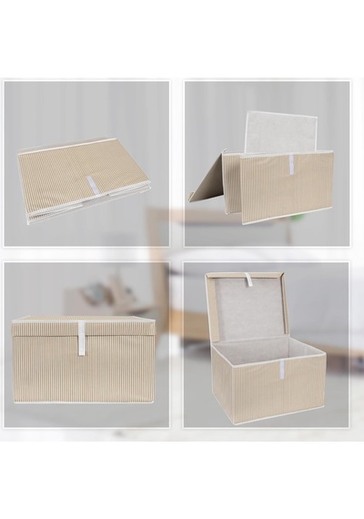 Tr Çok Amaçlı Düzenleyici Kapaklı Sandık Tipi Kutu Hurç Organizer 3 Lü Set Kahverengi, Baza 50 X 40 X 19 Genel